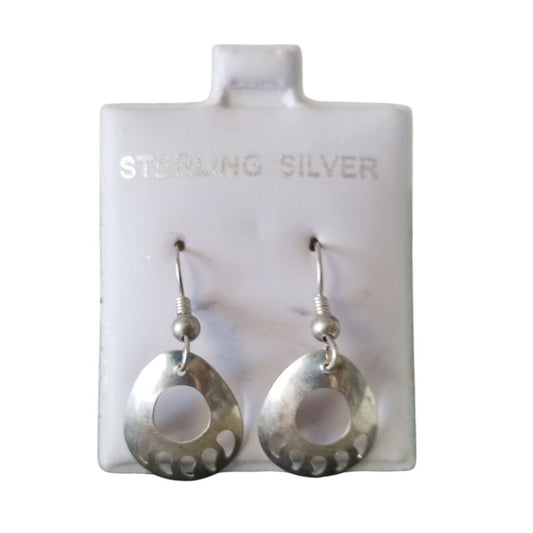 Earrings Silver 1.4 Gr  7  ct  1 cm  x 1.5  cm  Oval Paw print  Silver