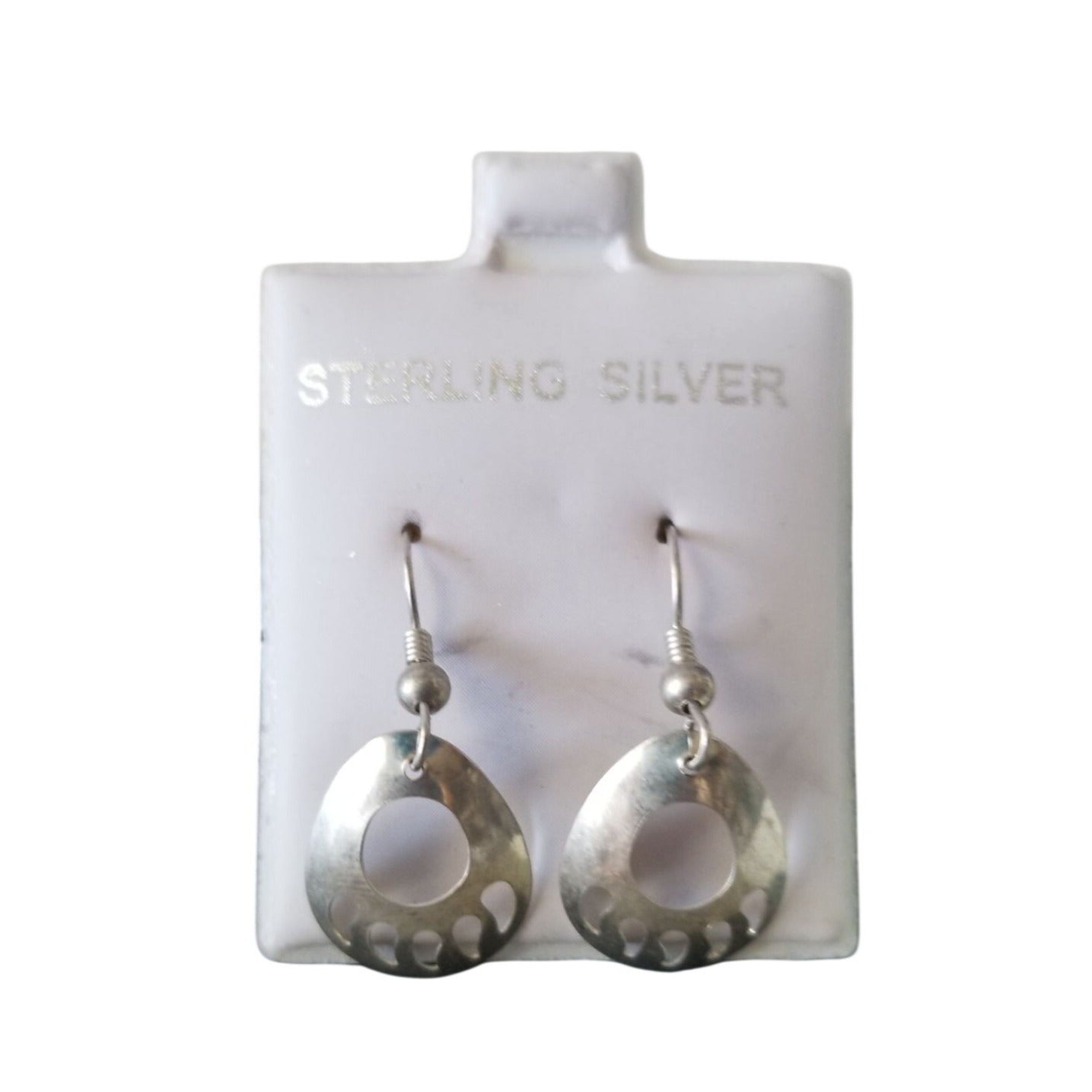 Earrings Silver 1.4 Gr  7  ct  1 cm  x 1.5  cm  Oval Paw print  Silver