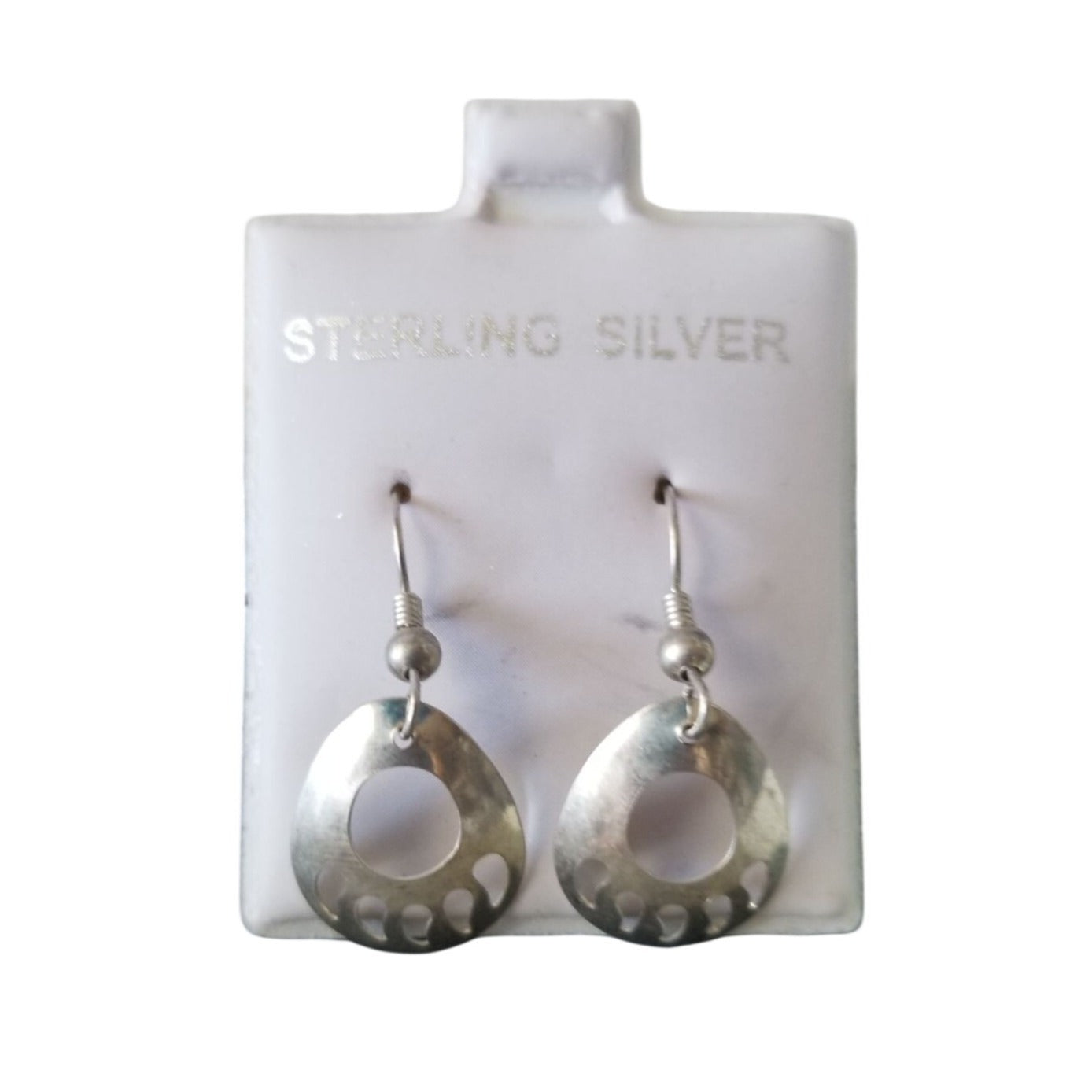 Earrings Silver 1.4 Gr  7  ct  1 cm  x 1.5  cm  Oval Paw print  Silver