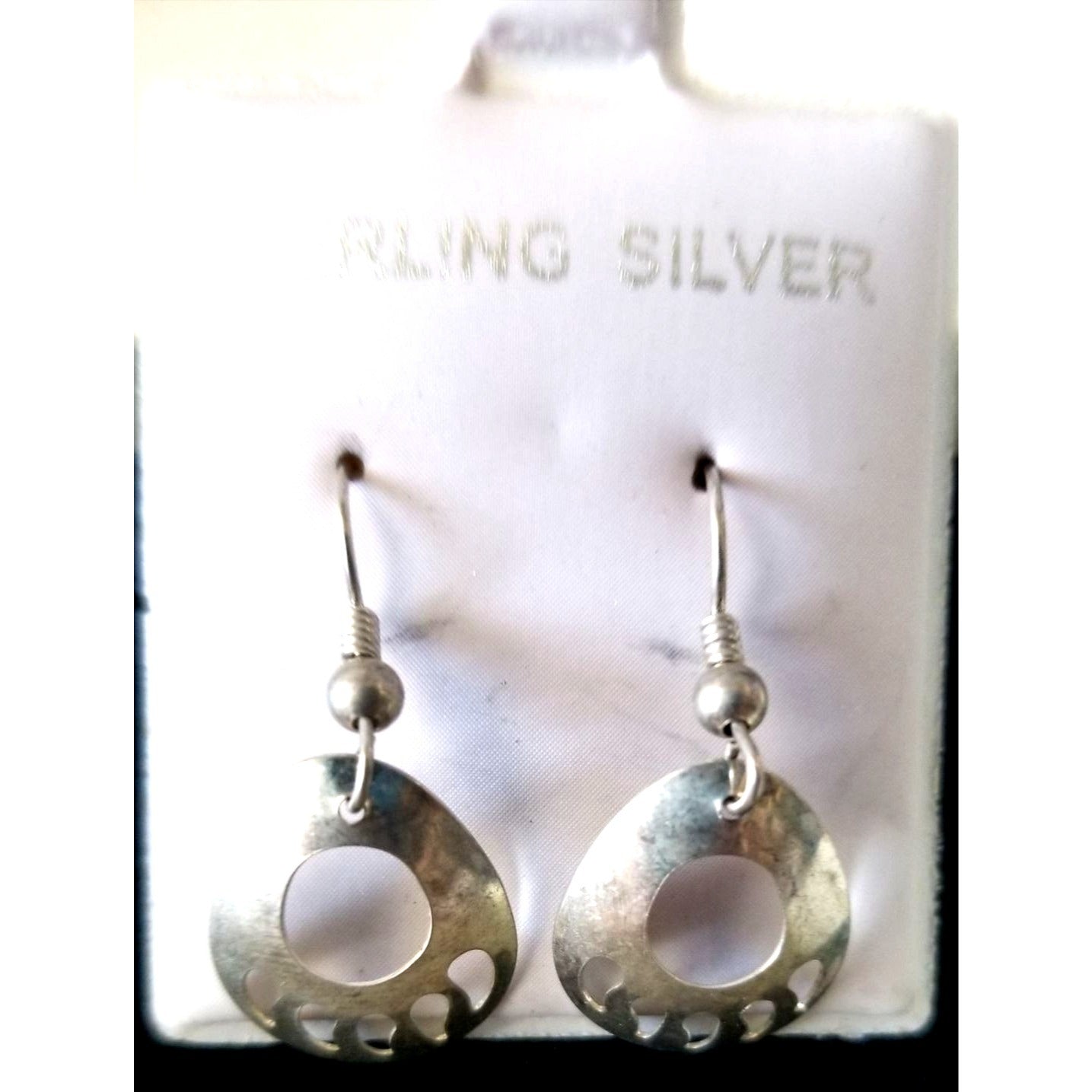 Earrings Silver 1.4 Gr  7  ct  1 cm  x 1.5  cm  Oval Paw print  Silver