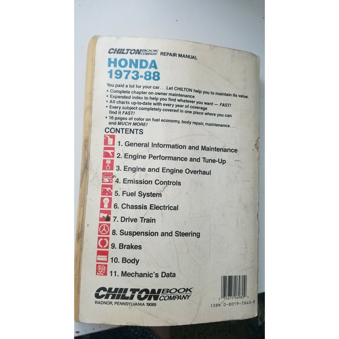 Book 1973 -1988 Chilton Honda Repair Manual # 6980 Accord CVCC Civic CRX Prelude