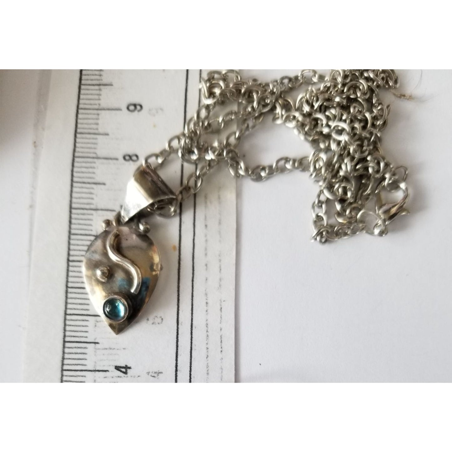 Necklace Earrings Set Triangle  Topas 22" Chain 14.1 gr Earrings 2 cm x 1.5 cm Pendant 3 cm x 1.5 cm