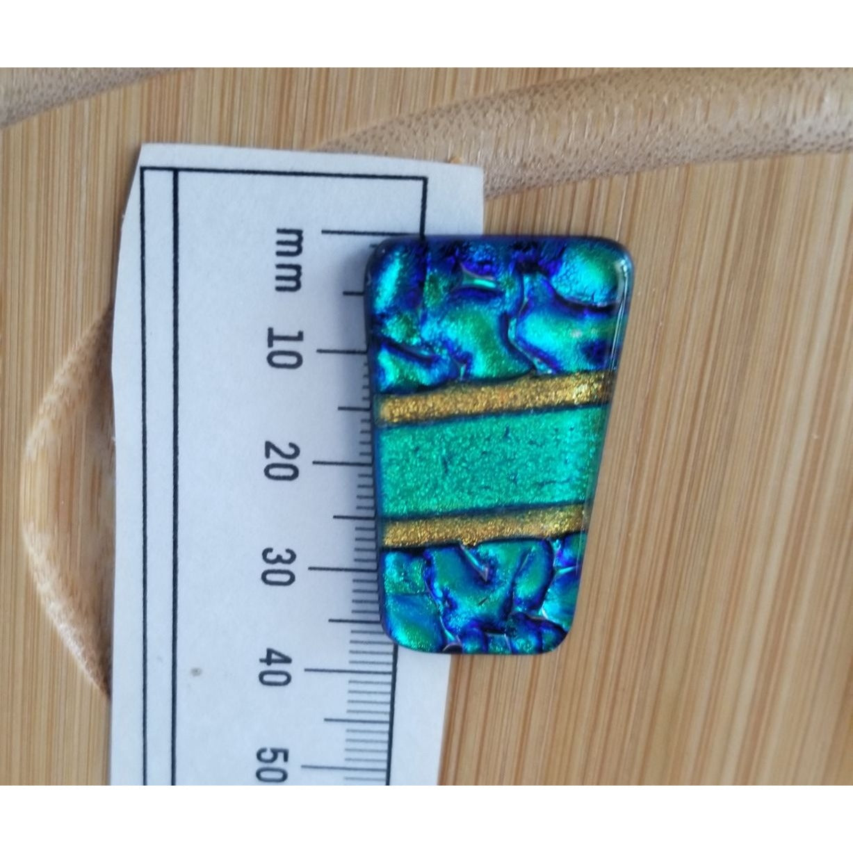 Gemstone Loose Set of 3  Dichroic glass Blue Green Gold  60 ct  12 gr 1" x 0.5"  1 1/2 x 0.75" # 3