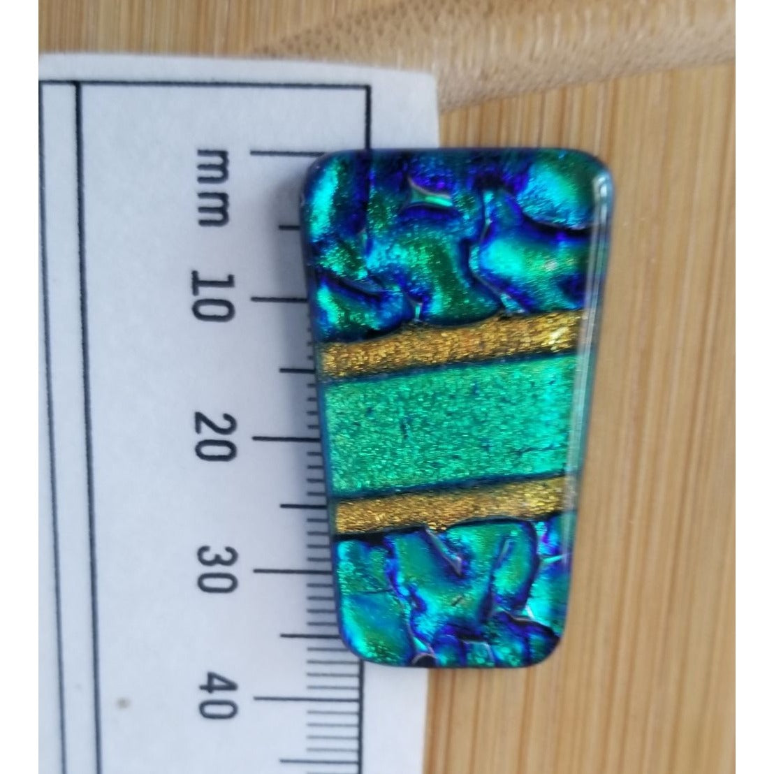Gemstone Loose Set of 3  Dichroic glass Blue Green Gold  60 ct  12 gr 1" x 0.5"  1 1/2 x 0.75" # 3