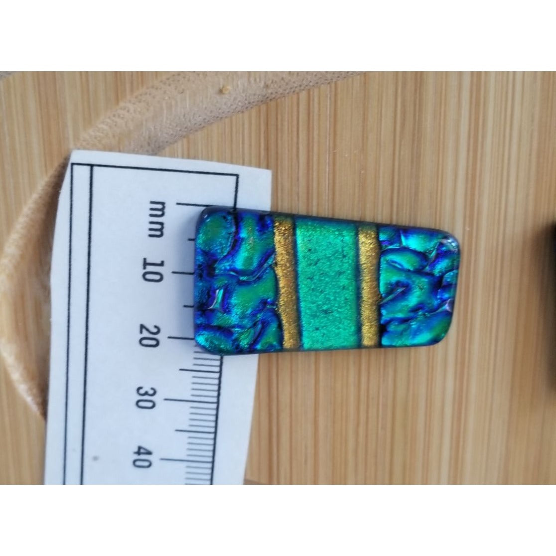 Gemstone Loose Set of 3  Dichroic glass Blue Green Gold  60 ct  12 gr 1" x 0.5"  1 1/2 x 0.75" # 3
