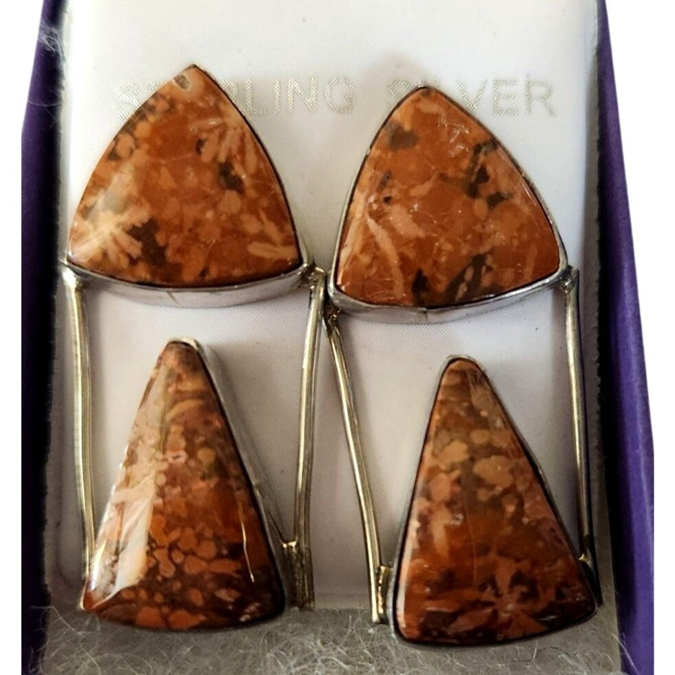 Earrings Moonkaite Jasper Post Silver Drop 10 gr  Jerry & Fran Harr Handmade