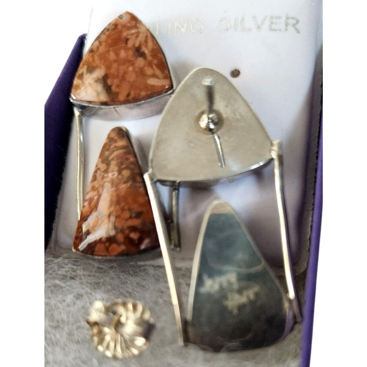 Earrings Moonkaite Jasper Post Silver Drop 10 gr  Jerry & Fran Harr Handmade