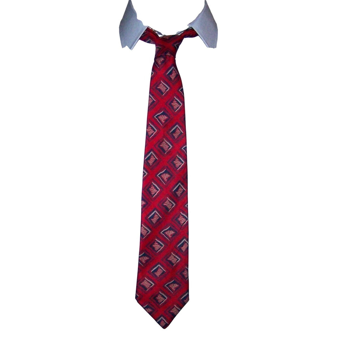 Tie Men's 100% Italian Silk Neck Tie Avanti California Red Geometric shapes Blue