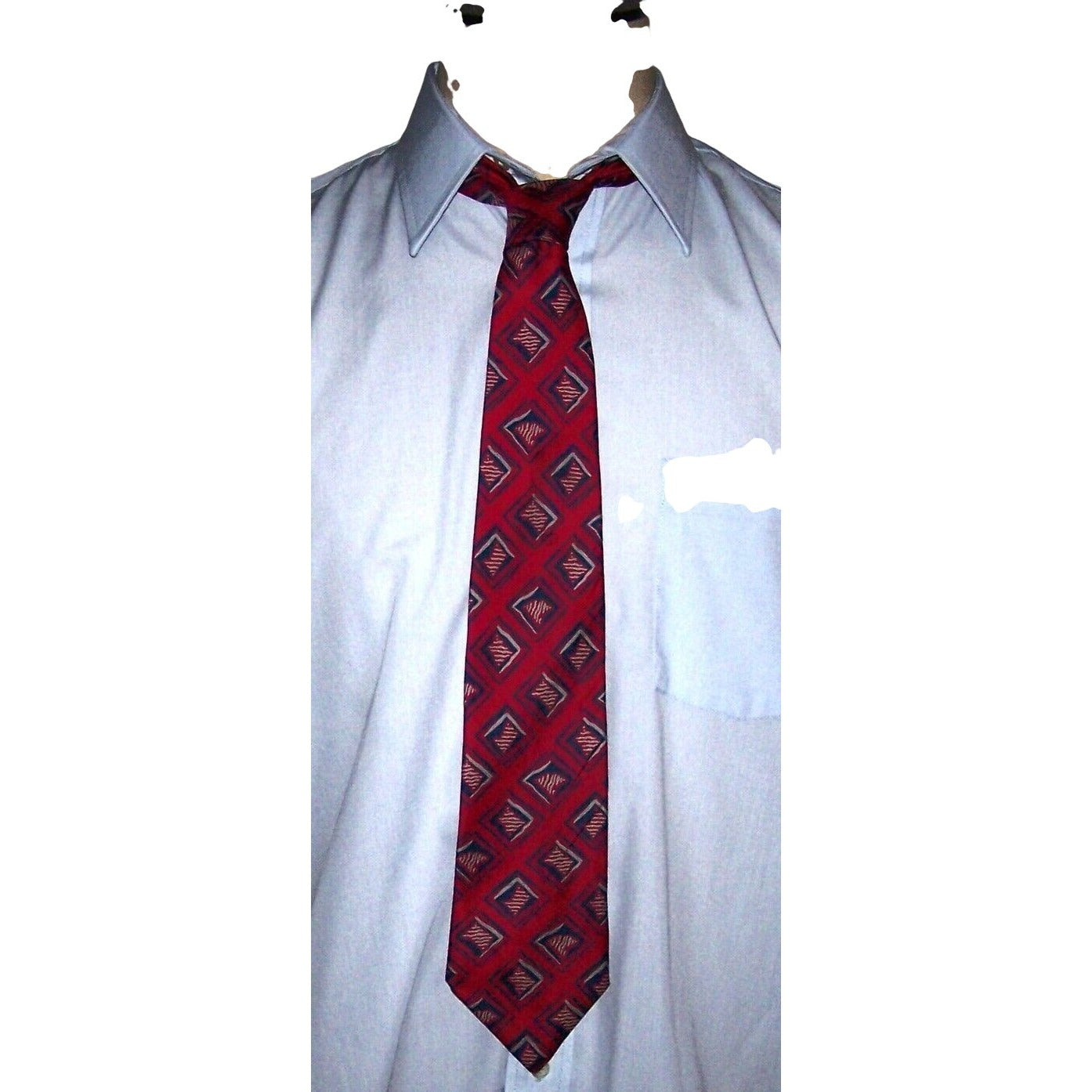 Tie Men's 100% Italian Silk Neck Tie Avanti California Red Geometric shapes Blue