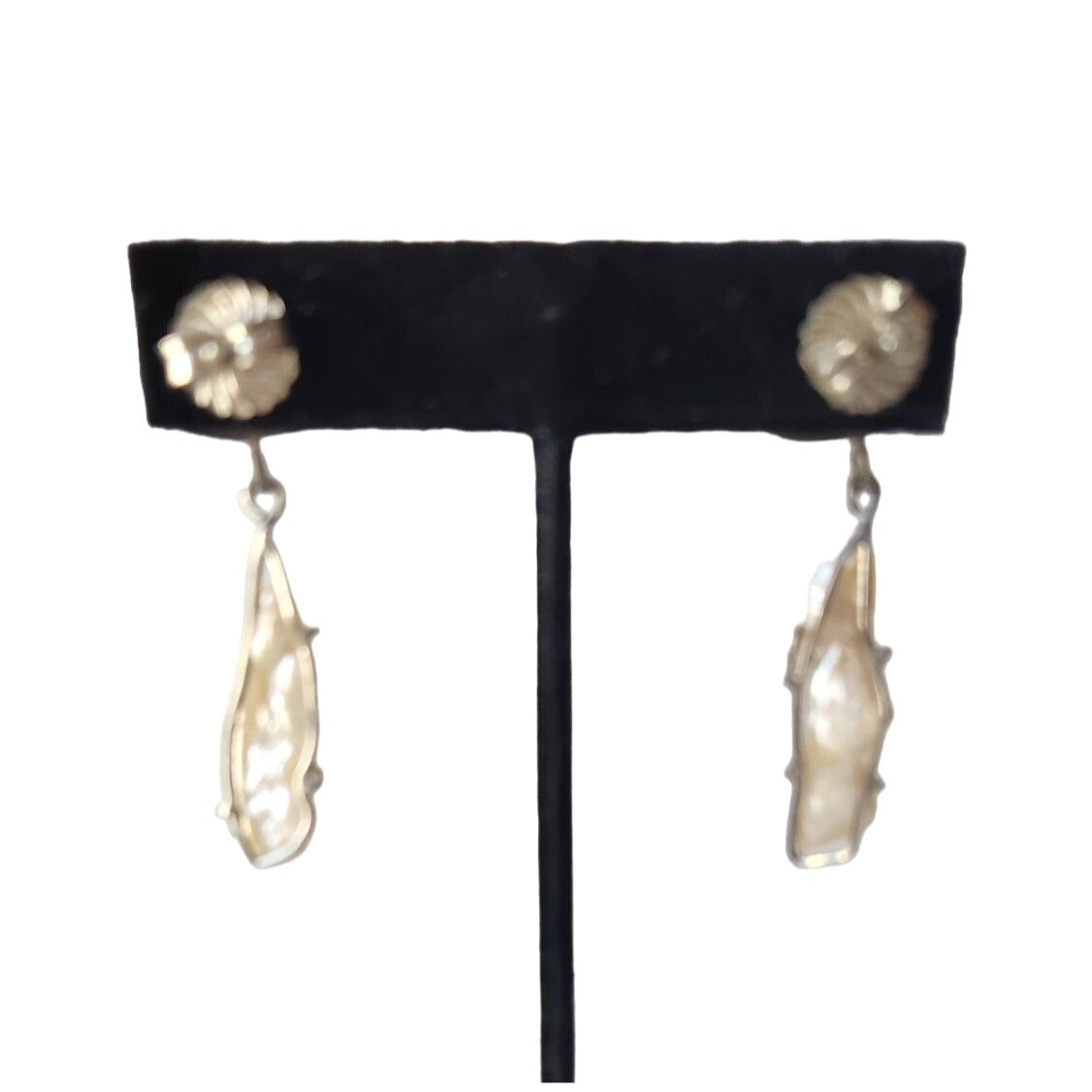 Earrings Black Coral Gold Wire wrap Brogue Pearls Earrings Post 11 gr   30mm x 10mm 925 Silver