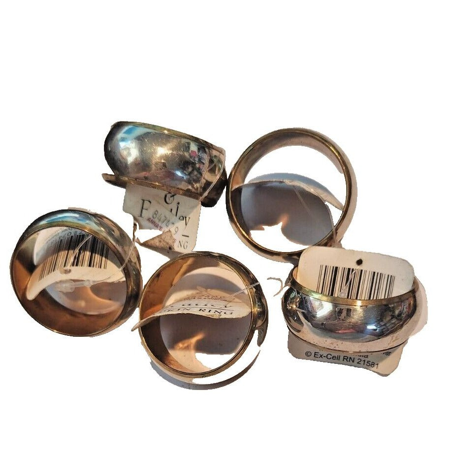 Napkin Rings Kemp & Beatley Set of 5 Silver and Gold color Round 1  1/2" x 3/4"