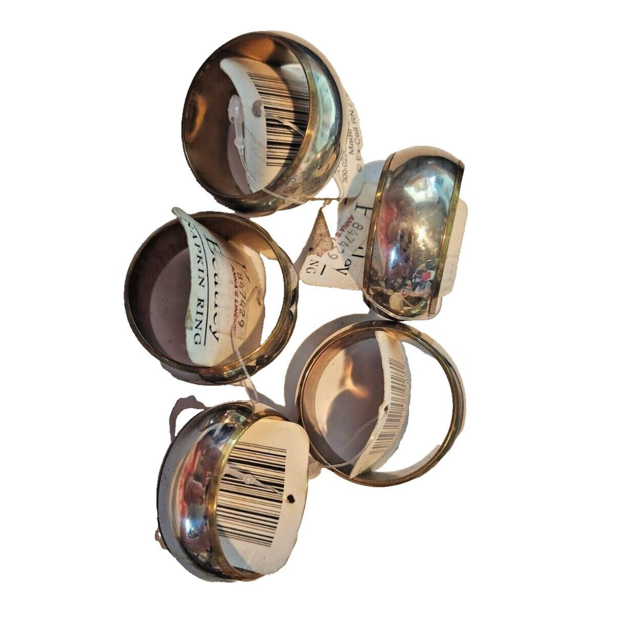 Napkin Rings Kemp & Beatley Set of 5 Silver and Gold color Round 1  1/2" x 3/4"