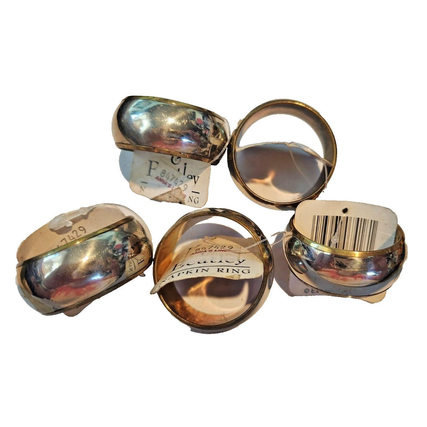 Napkin Rings Kemp & Beatley Set of 5 Silver and Gold color Round 1  1/2" x 3/4"
