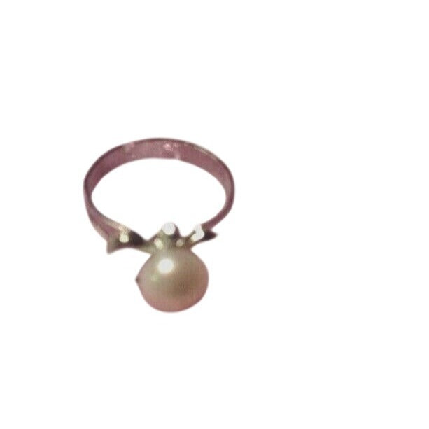 Ring Turtle Freshwater Pearl Silver Adjustable Ring