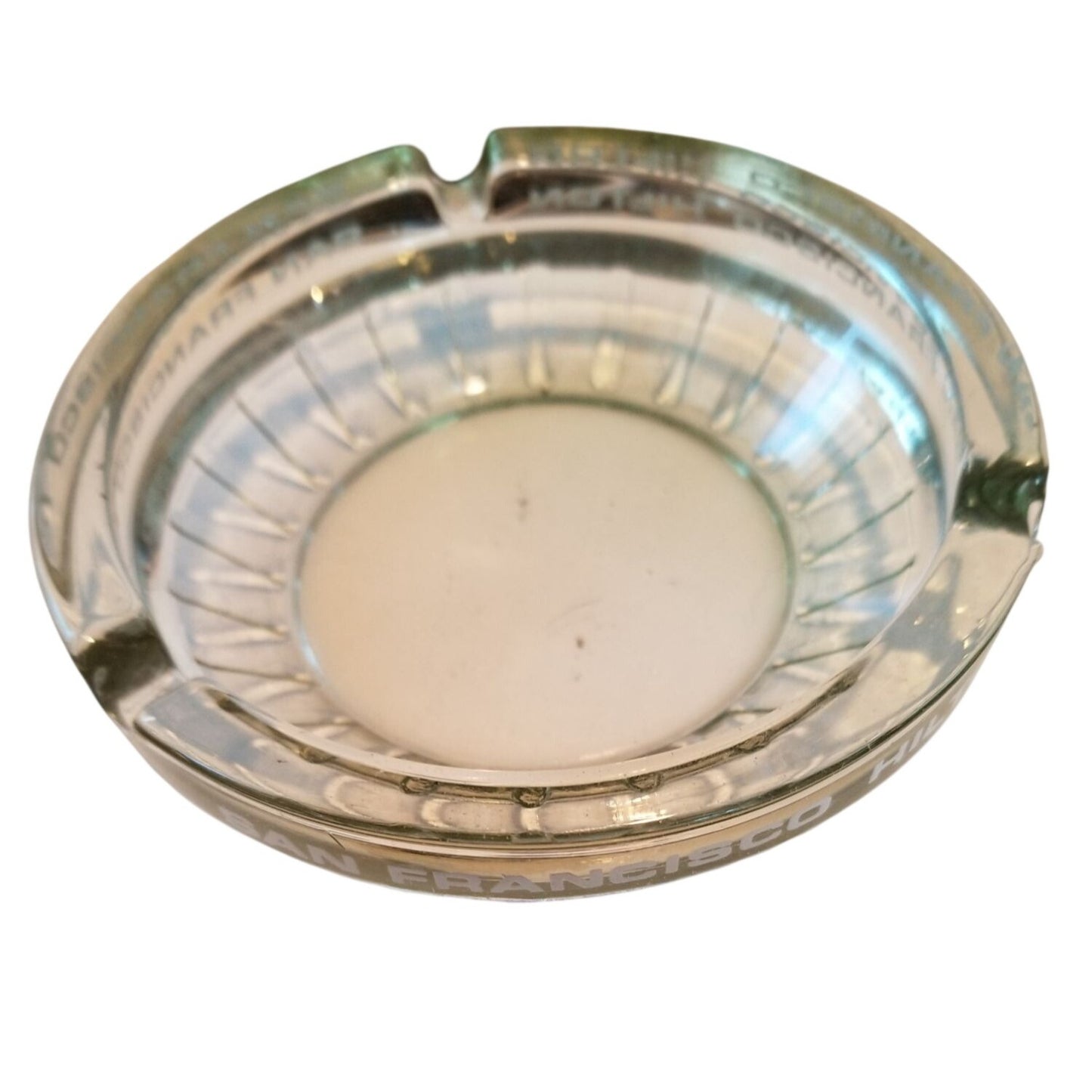 Ash Tray San Francisco Hilton Glass Clear 4 1/2"  x 1" tall