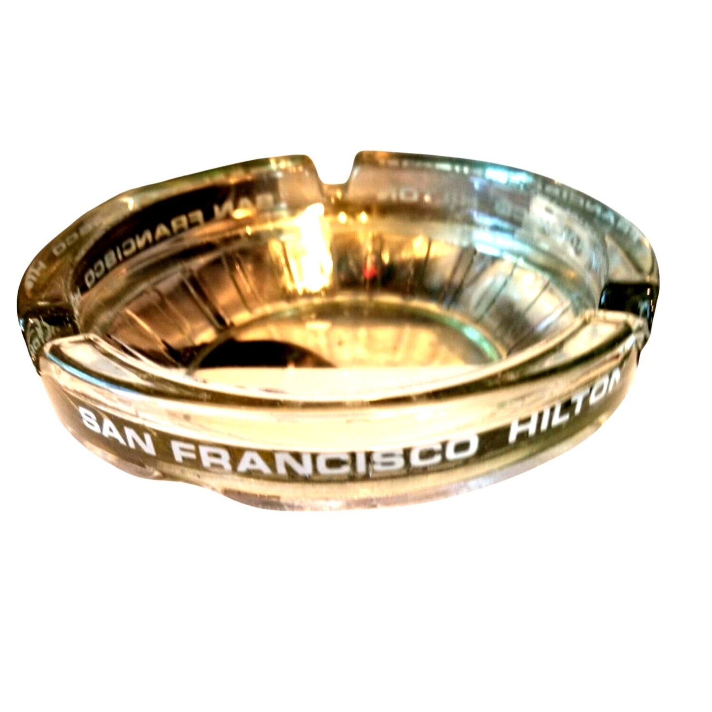 Ash Tray San Francisco Hilton Glass Clear 4 1/2"  x 1" tall