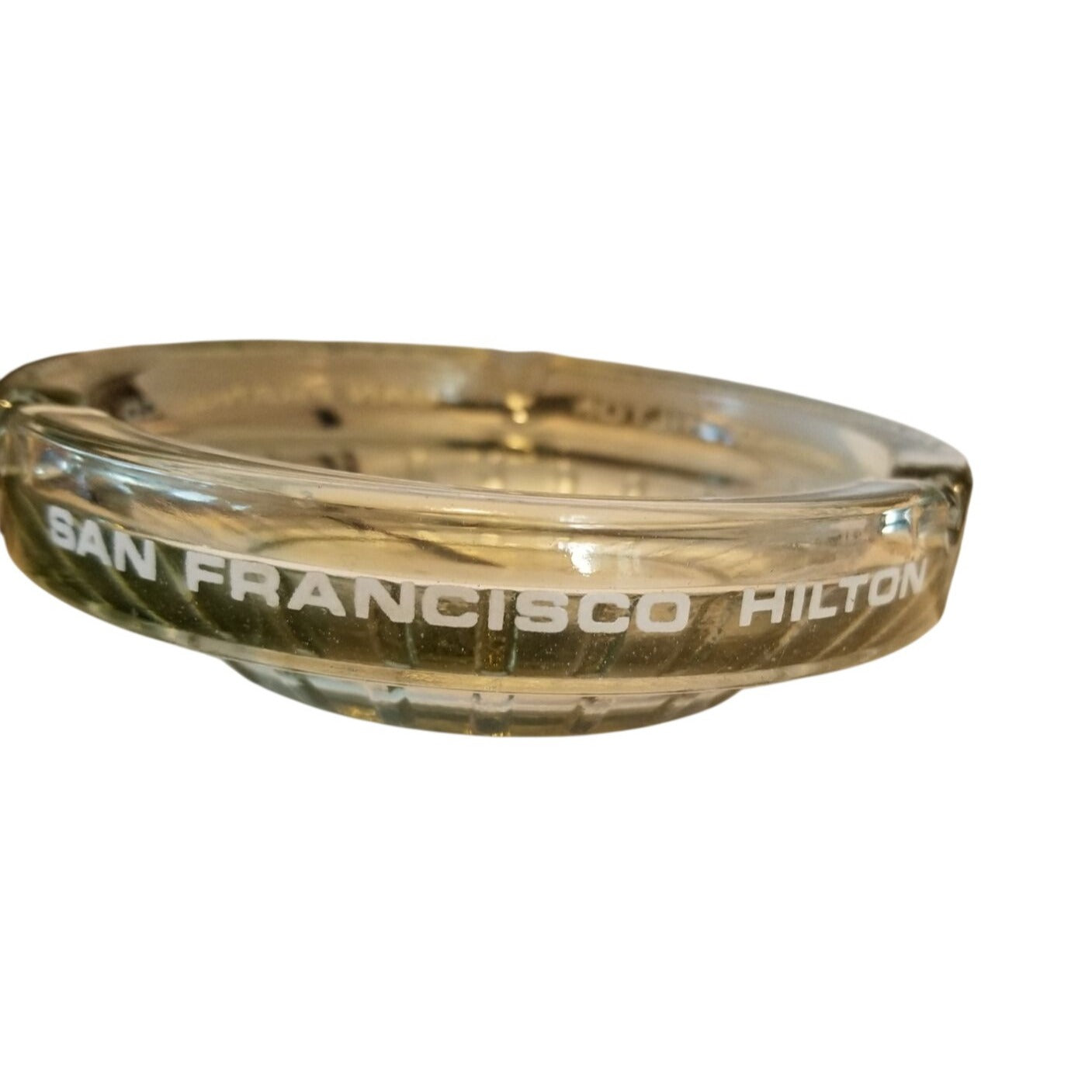 Ash Tray San Francisco Hilton Glass Clear 4 1/2"  x 1" tall
