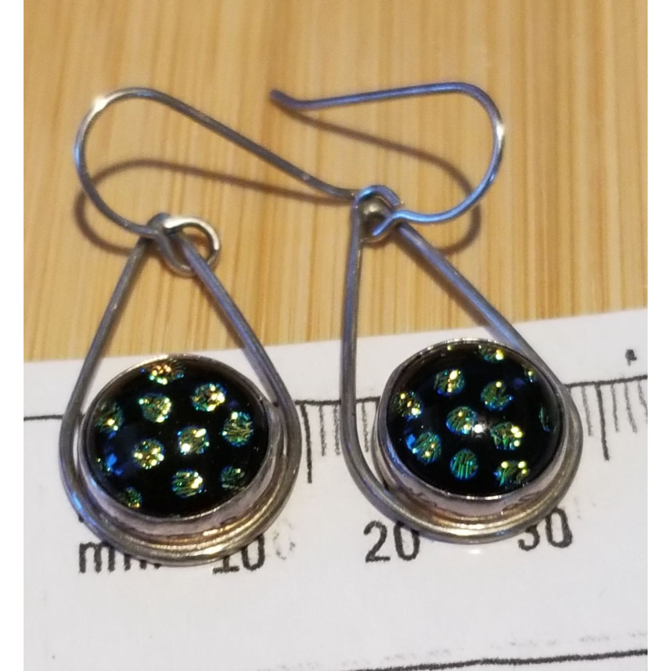 Earrings Dirondra Glass Round  5.7 Gr 28.5 ct  30 mm  x 18  mm  Silver 925