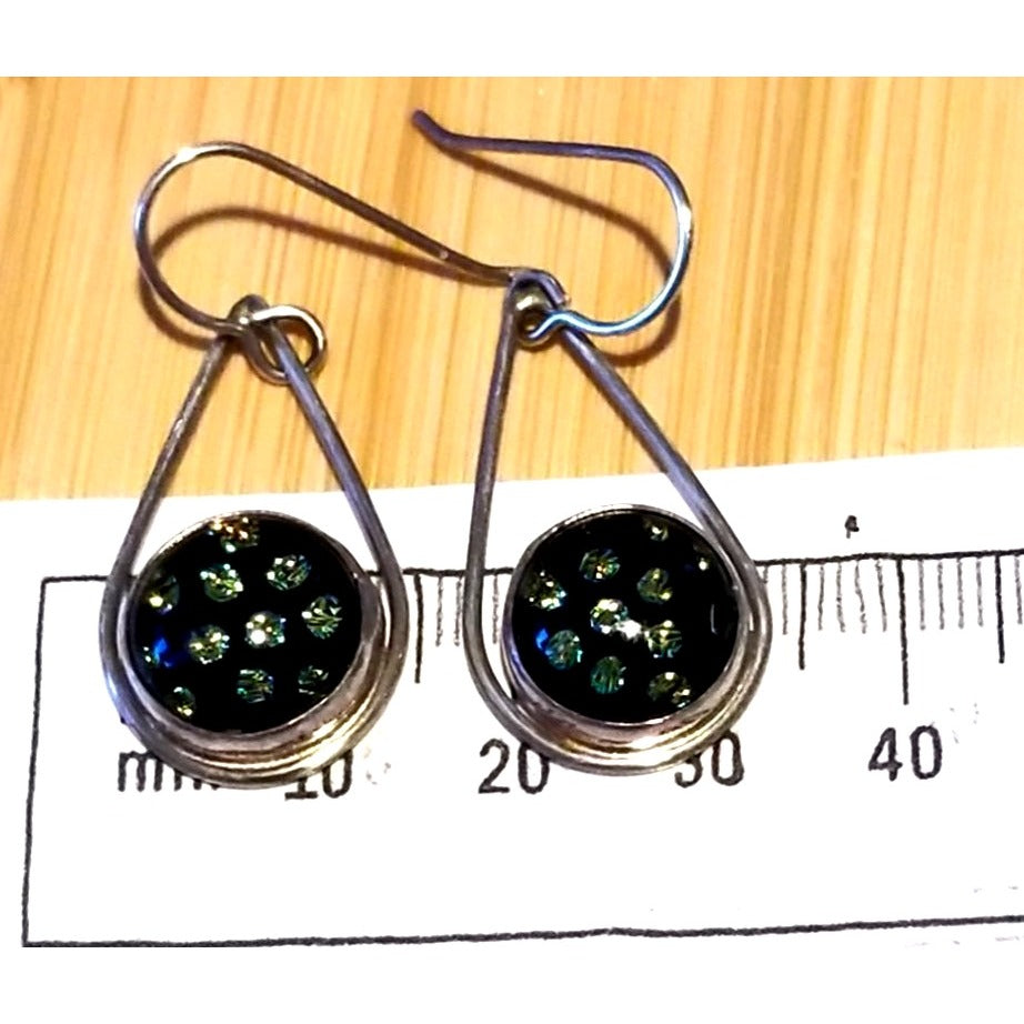 Earrings Dirondra Glass Round  5.7 Gr 28.5 ct  30 mm  x 18  mm  Silver 925