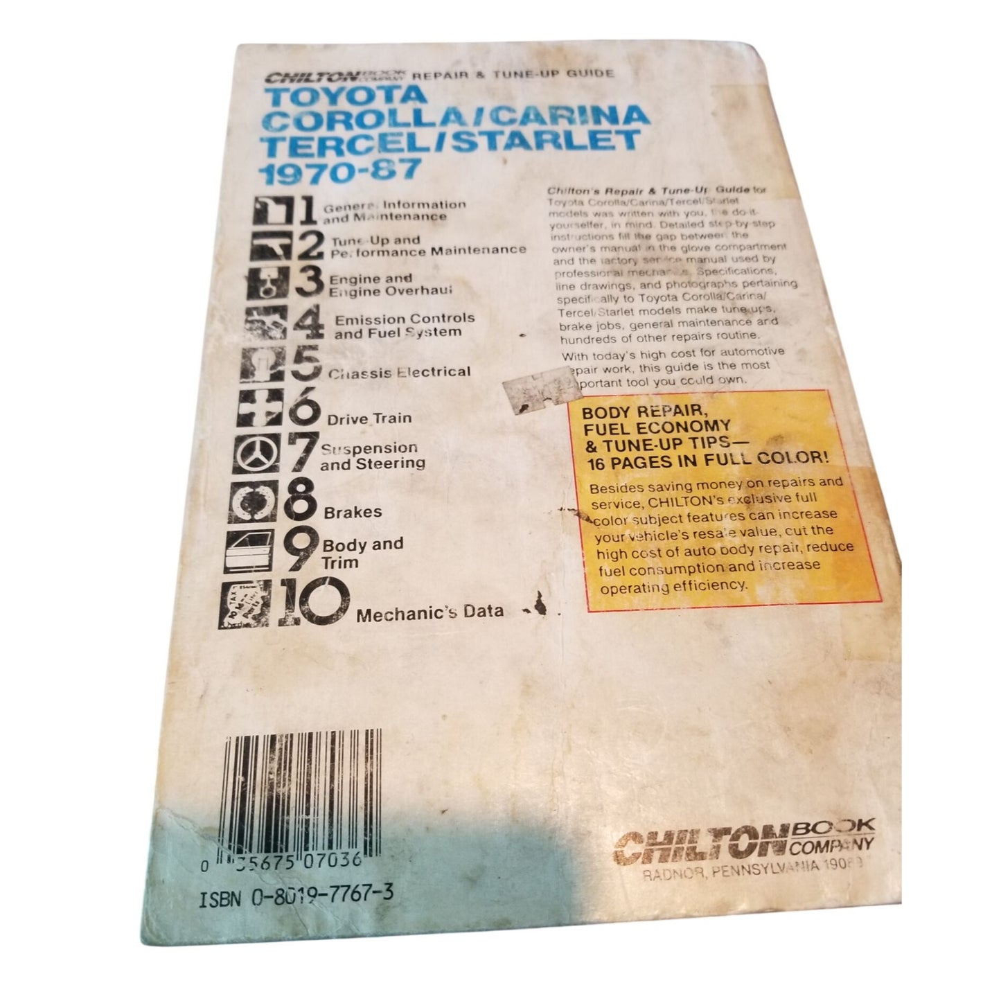 Book Chiltons Toyota Corolla Carina Tercel Starlet 1970 - 1983  # 7036  All Models