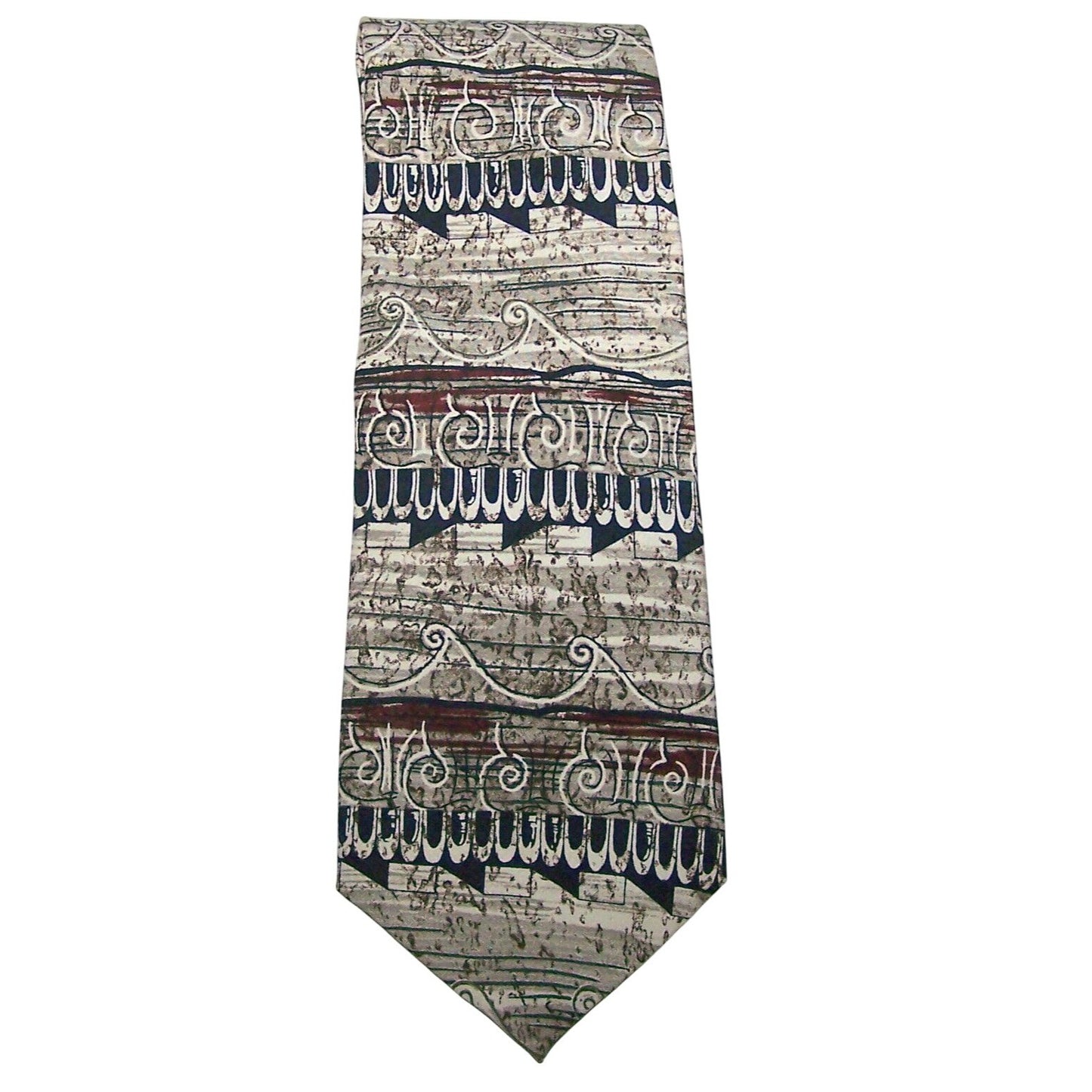 Tie Brown White Black Art Neck Tie Anthony Richards  Brand 57" Long  3 3/4" Wide