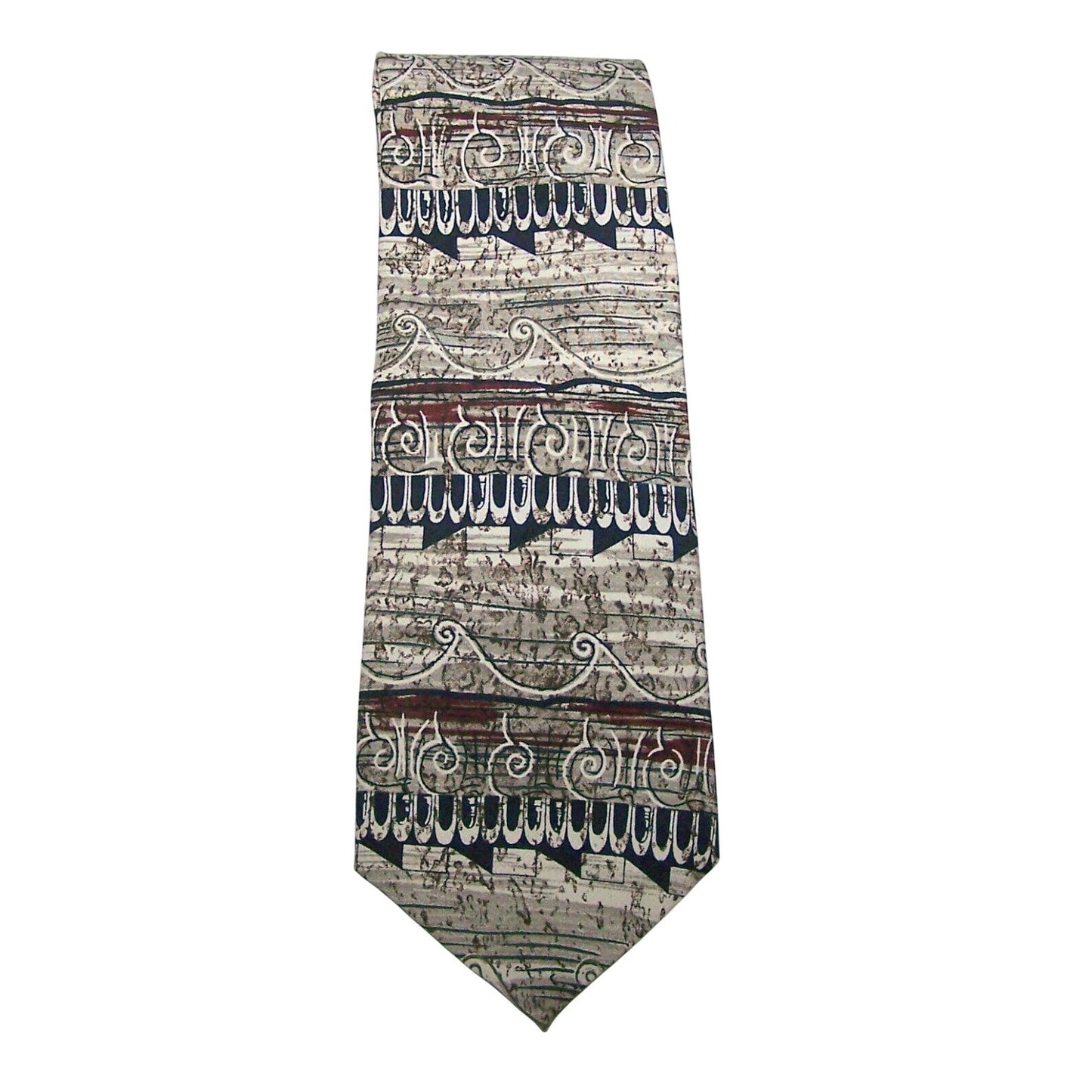 Tie Brown White Black Art Neck Tie Anthony Richards  Brand 57" Long  3 3/4" Wide