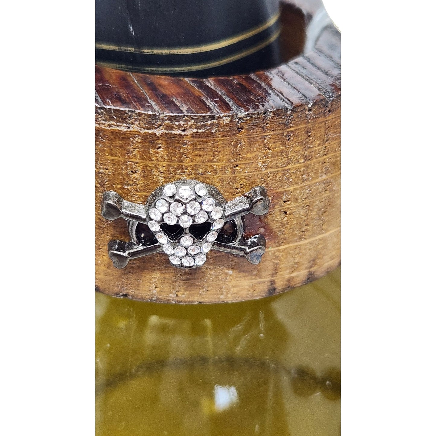 Colorful Skull Wine Glass Charms Set - 6  Themed Unique Charms With Beads & Wood Holder