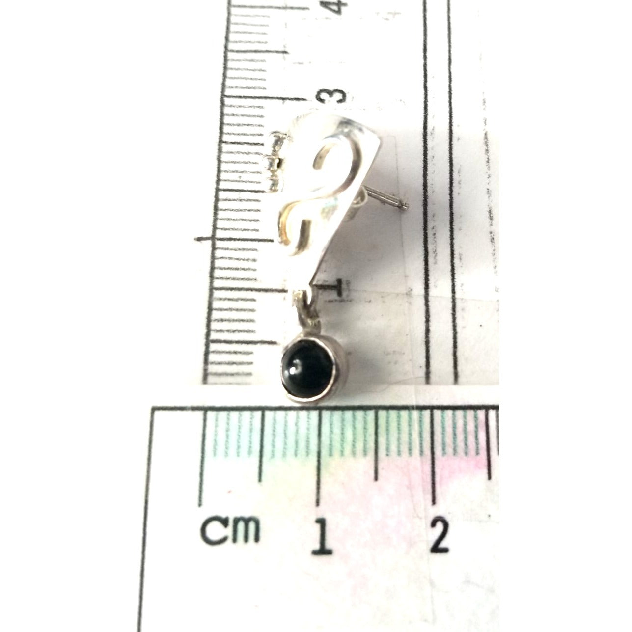Earrings Silver Onyx   4.8 Gr  23 ct  2.5  cm  x 3 cm  Triangle Drop Black  Silver