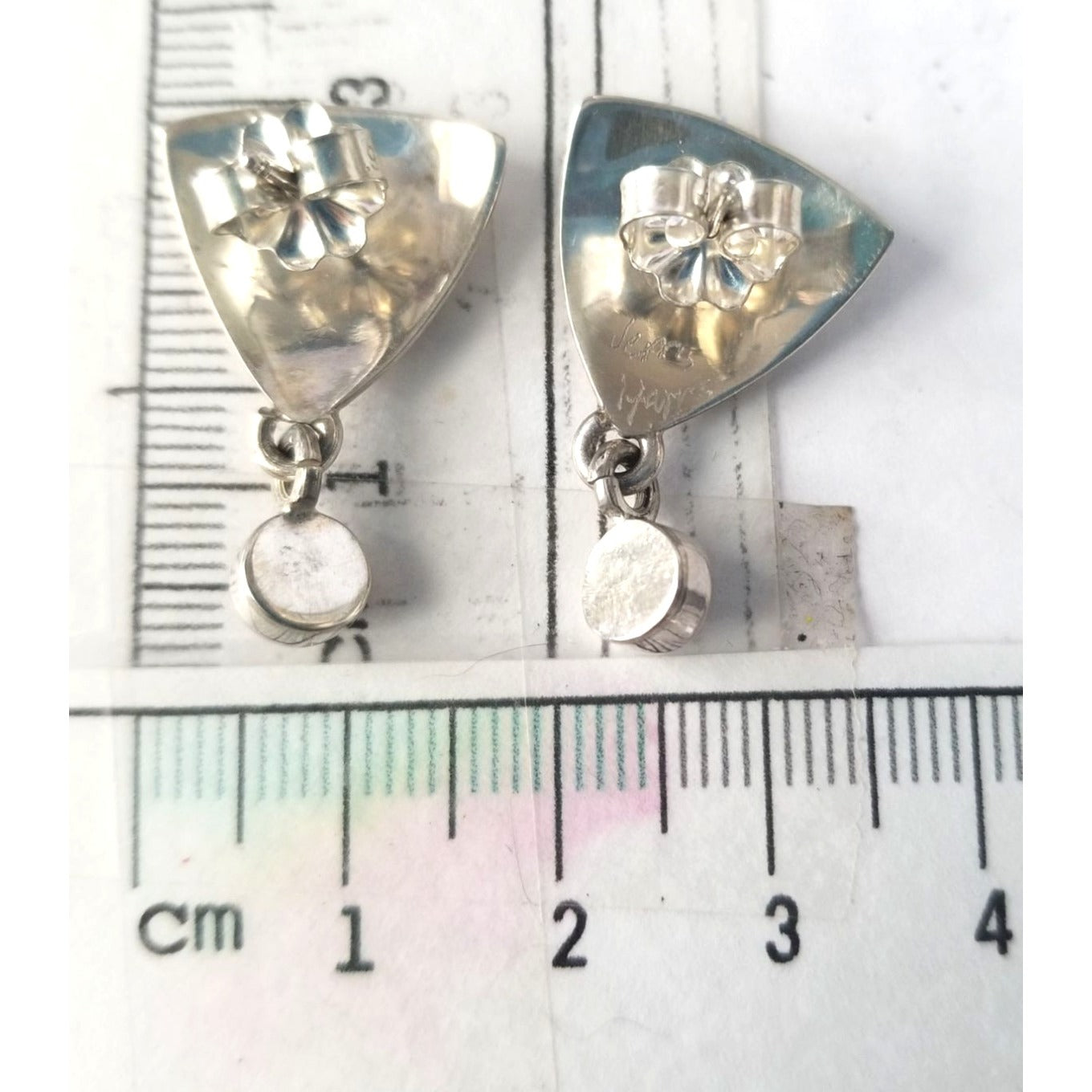 Earrings Silver Onyx   4.8 Gr  23 ct  2.5  cm  x 3 cm  Triangle Drop Black  Silver