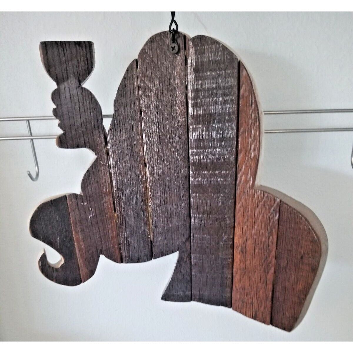 Wood Sign Halloween Wasted Mae Wine Bottle Ghost Red Wine Glass Stave Hanging