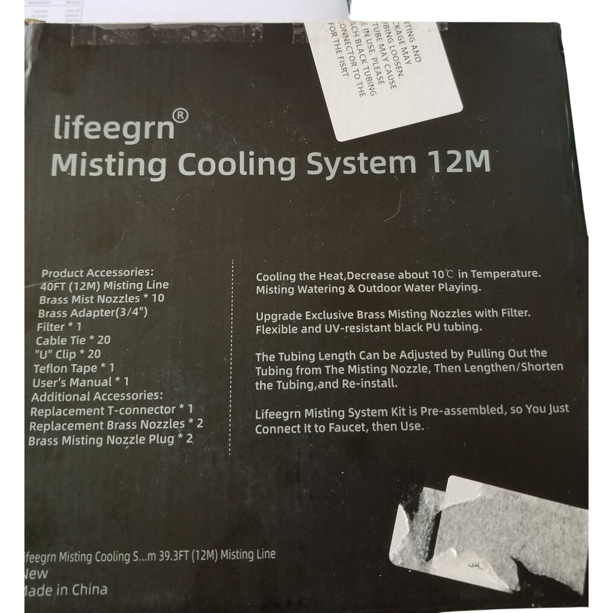 Outside lifegrn misting cooling system 12 M  Brass misters
