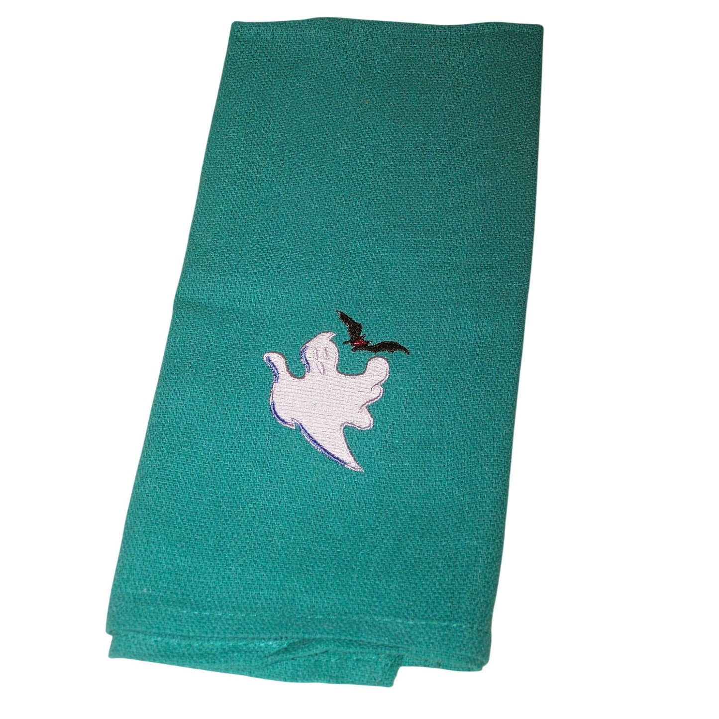 Kitchen Towels  Embroidered set of 3  Ghost 1 Yellow 1 Green  1 Orange 16" x 21"