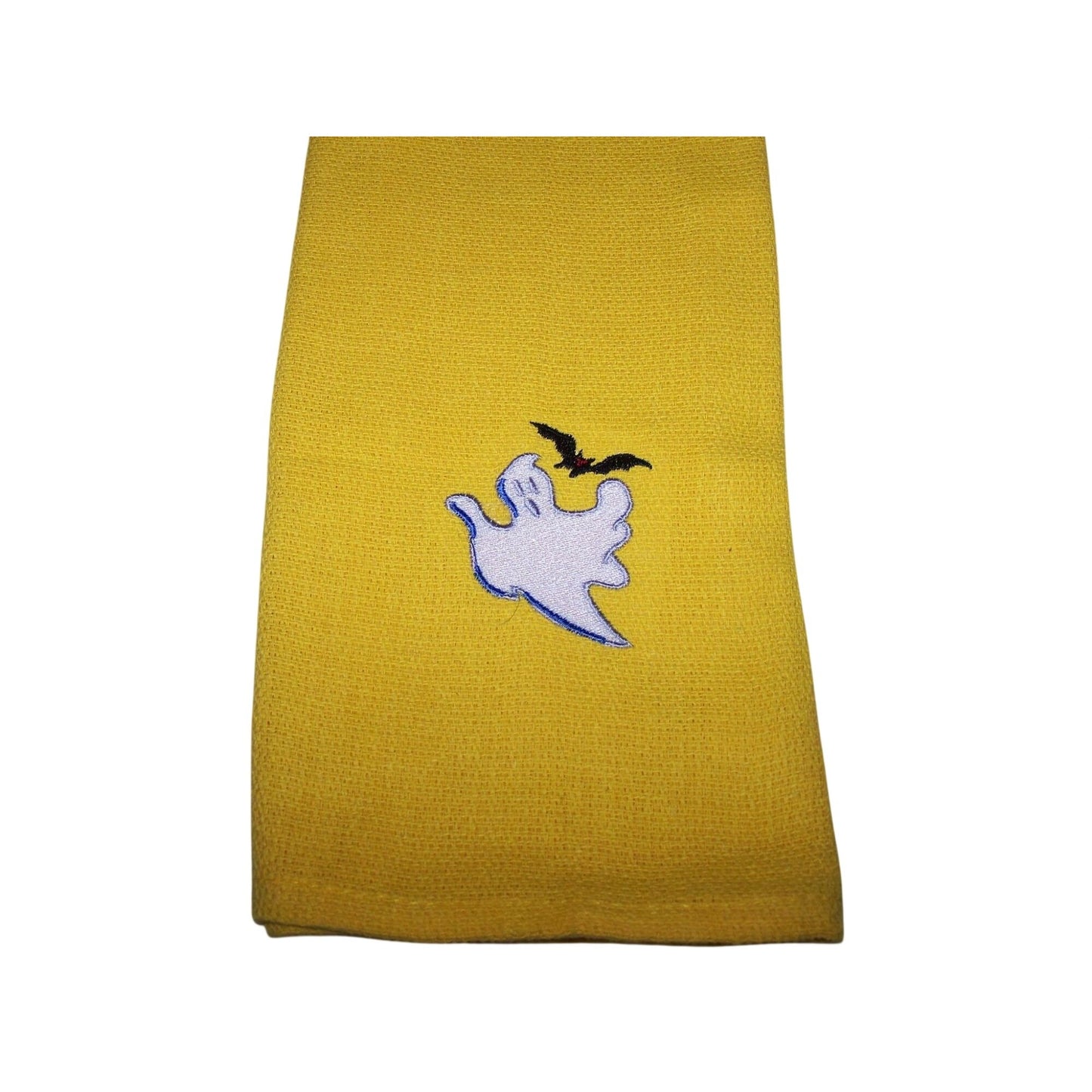 Kitchen Towels  Embroidered set of 3  Ghost 1 Yellow 1 Green  1 Orange 16" x 21"