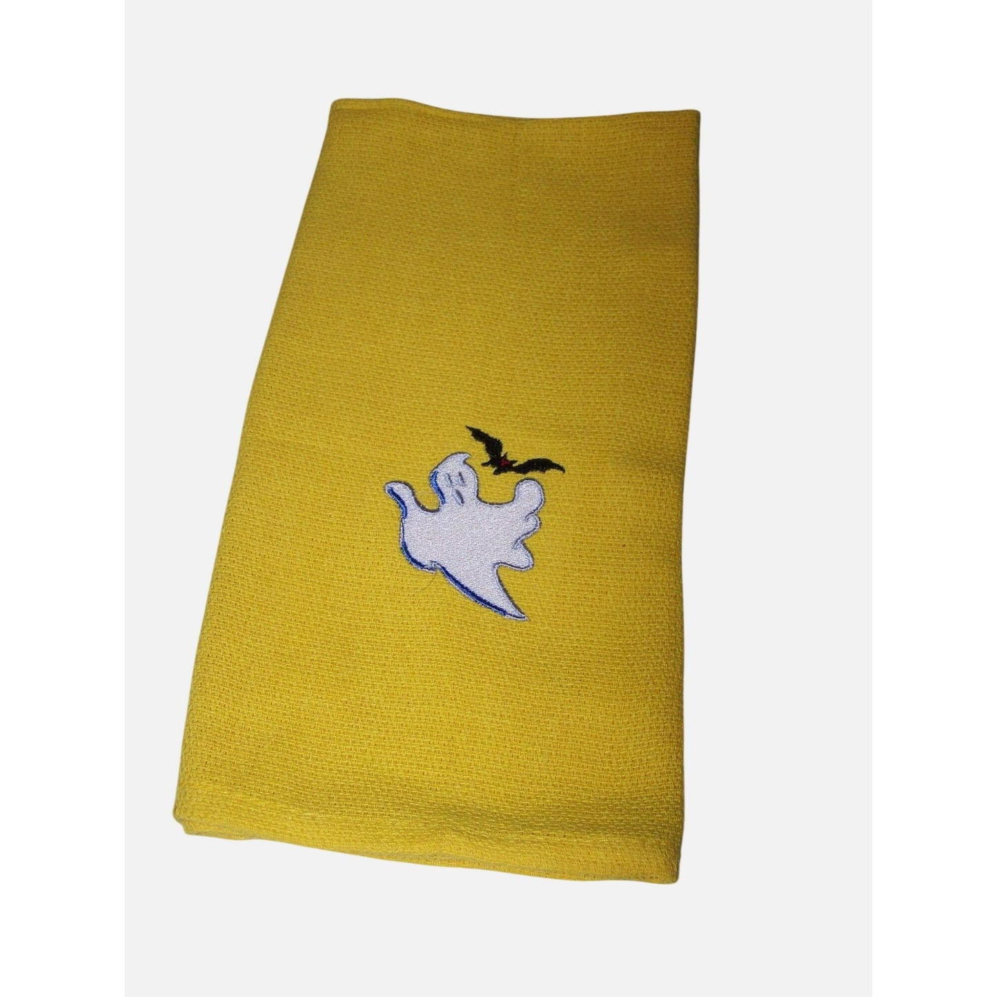 Kitchen Towels  Embroidered set of 3  Ghost 1 Yellow 1 Green  1 Orange 16" x 21"