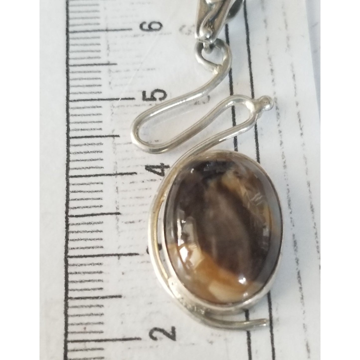Pendant Tiger Eye  Silver 5.2 gr 26 ct  5 cm  x 2 cm  Stone 7 cm x 2 cm Bail 3 x 2 cm Jerry Fran Harr