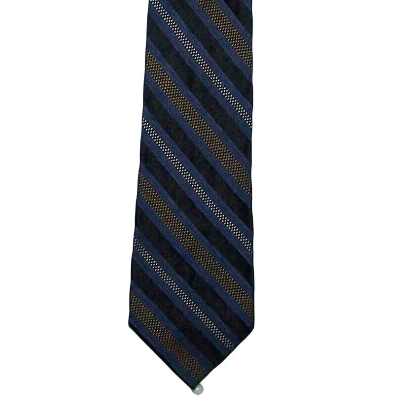 Tie Men's Polyester/Silk Neck Tie Calvin Klein Brown  Blue Stripe