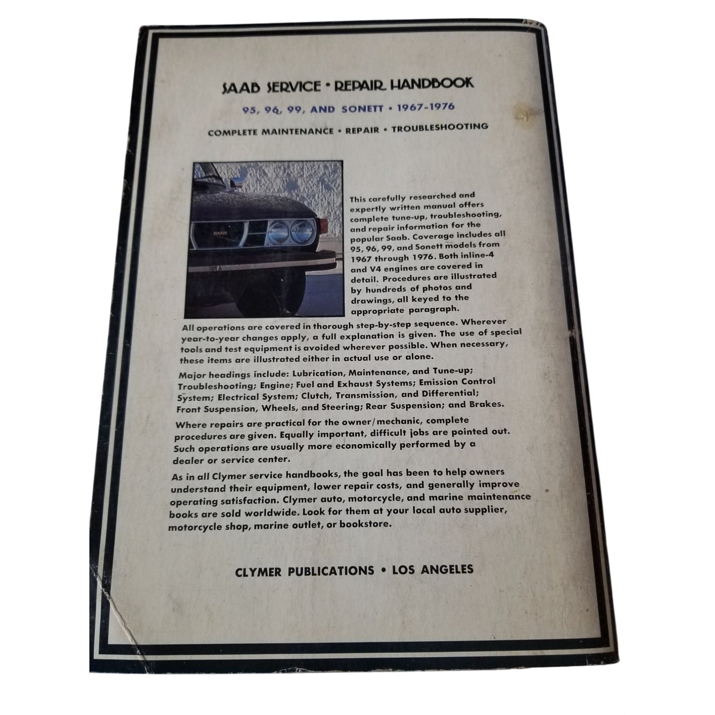 Book Saab 1967 - 1976 Service Repair Handbook Clymer