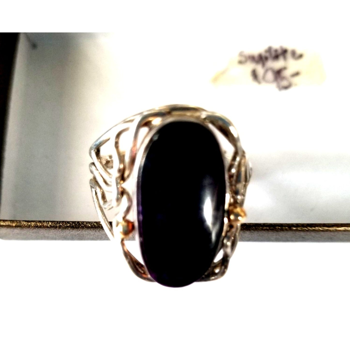 Ring Band Open Silver Sugalite 2 cm wide  Size 10 1/2  7.1 gr 35.5 ct 3.5 cm x 2.5 cm  Jerry Fran Harr