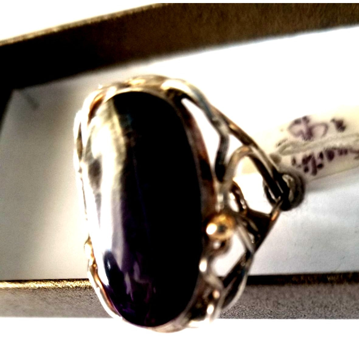 Ring Band Open Silver Sugalite 2 cm wide  Size 10 1/2  7.1 gr 35.5 ct 3.5 cm x 2.5 cm  Jerry Fran Harr