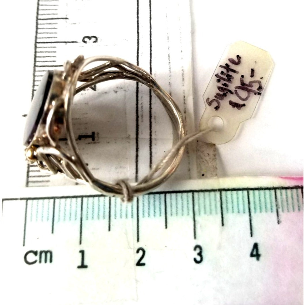 Ring Band Open Silver Sugalite 2 cm wide  Size 10 1/2  7.1 gr 35.5 ct 3.5 cm x 2.5 cm  Jerry Fran Harr