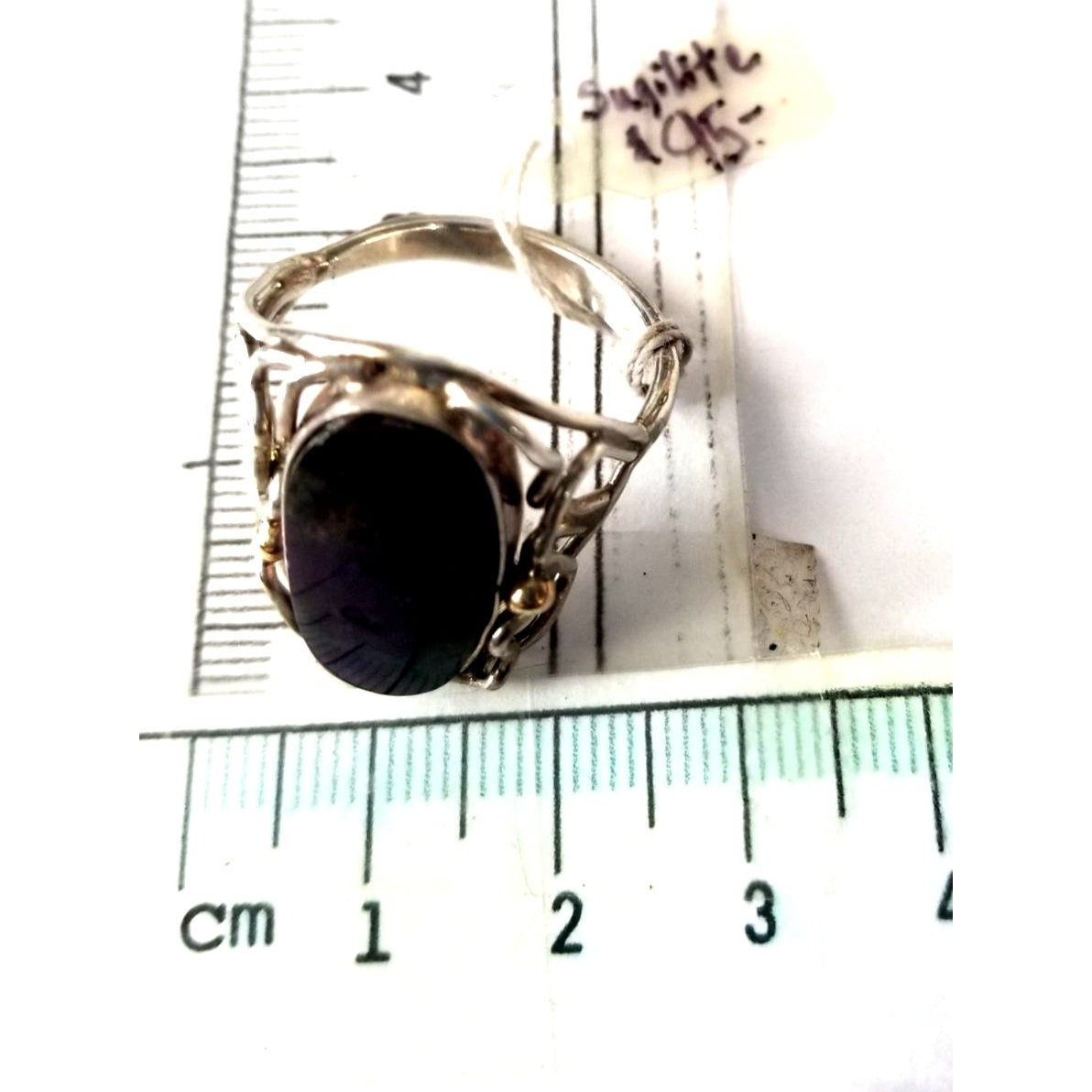 Ring Band Open Silver Sugalite 2 cm wide  Size 10 1/2  7.1 gr 35.5 ct 3.5 cm x 2.5 cm  Jerry Fran Harr