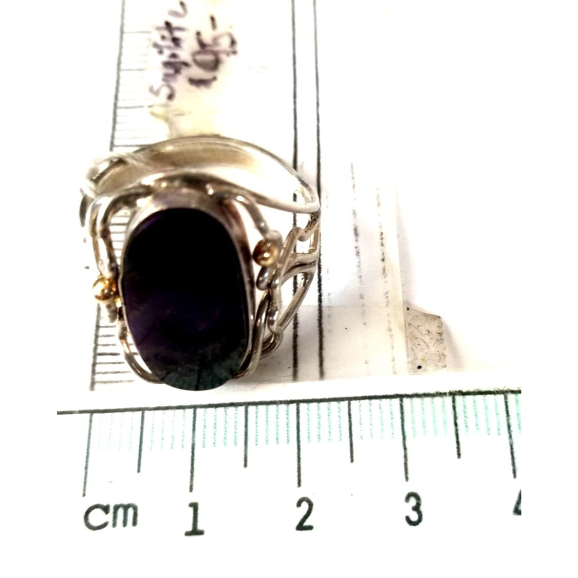 Ring Band Open Silver Sugalite 2 cm wide  Size 10 1/2  7.1 gr 35.5 ct 3.5 cm x 2.5 cm  Jerry Fran Harr