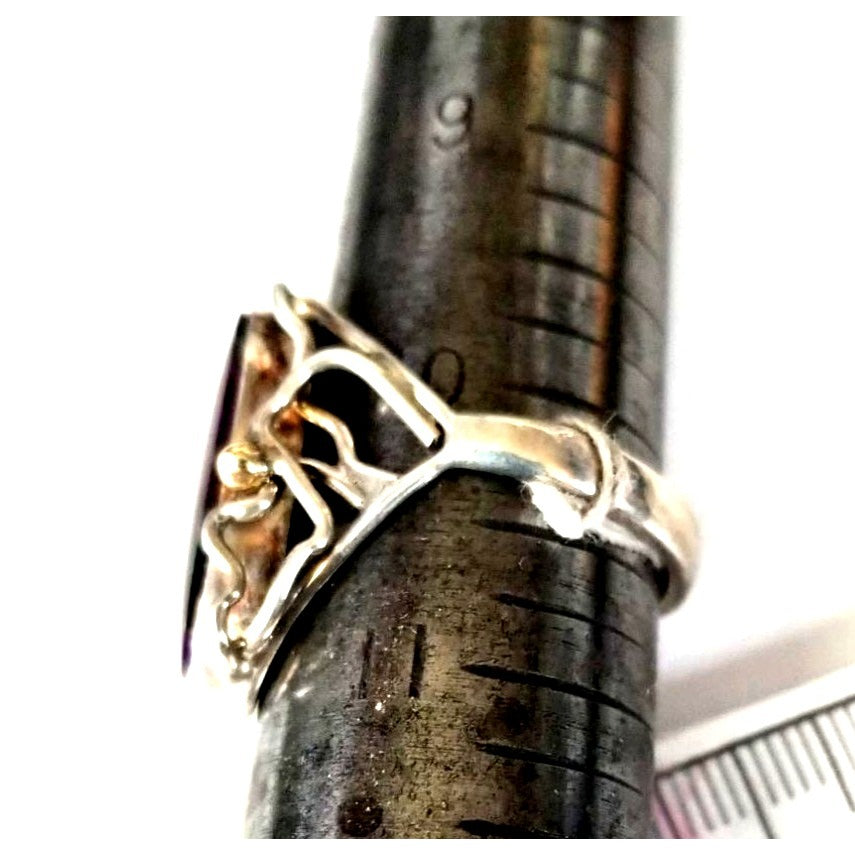 Ring Band Open Silver Sugalite 2 cm wide  Size 10 1/2  7.1 gr 35.5 ct 3.5 cm x 2.5 cm  Jerry Fran Harr