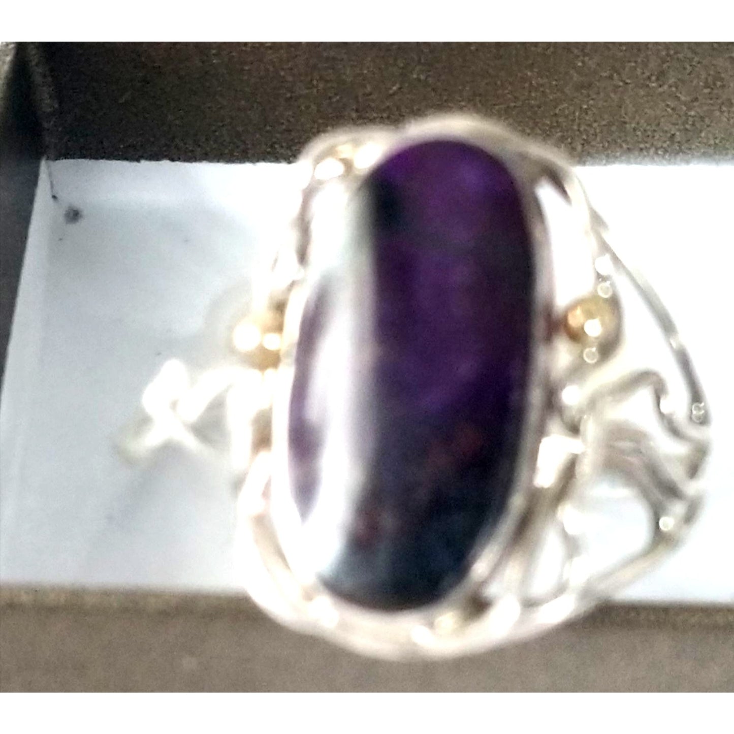 Ring Band Open Silver Sugalite 2 cm wide  Size 10 1/2  7.1 gr 35.5 ct 3.5 cm x 2.5 cm  Jerry Fran Harr