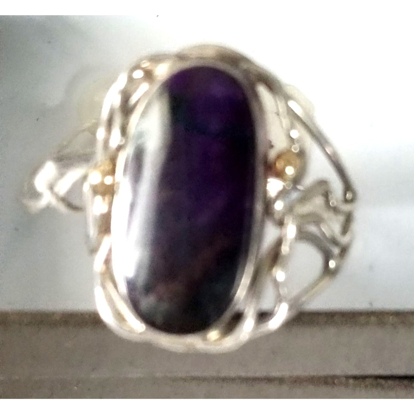 Ring Band Open Silver Sugalite 2 cm wide  Size 10 1/2  7.1 gr 35.5 ct 3.5 cm x 2.5 cm  Jerry Fran Harr