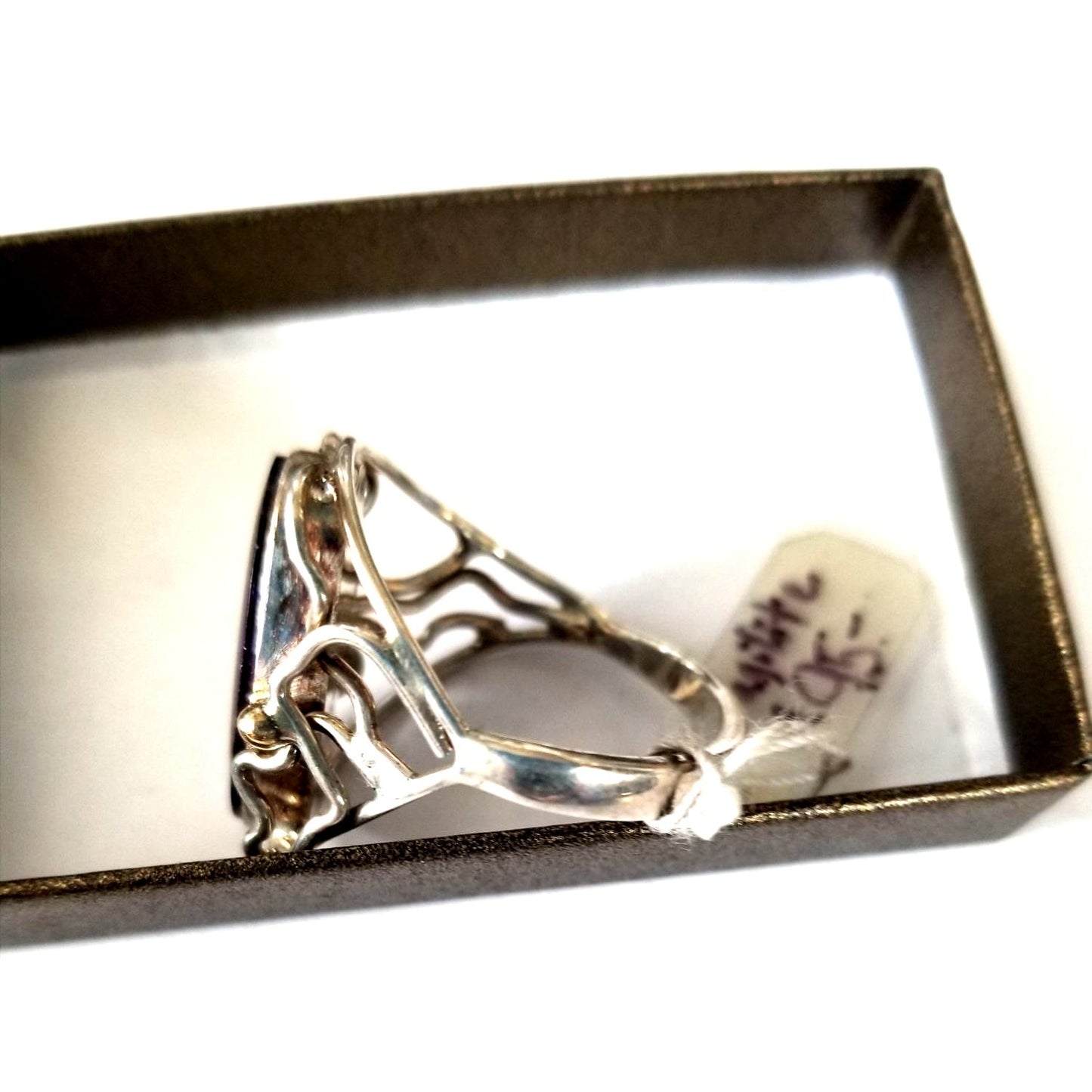 Ring Band Open Silver Sugalite 2 cm wide  Size 10 1/2  7.1 gr 35.5 ct 3.5 cm x 2.5 cm  Jerry Fran Harr