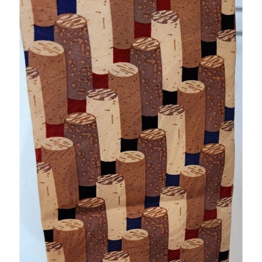 Tie Silk Brand Di Cravatte Stacked Wine Corks Tiles 56" x 4"  100% Silk