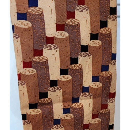 Tie Silk Brand Di Cravatte Stacked Wine Corks Tiles 56" x 4"  100% Silk
