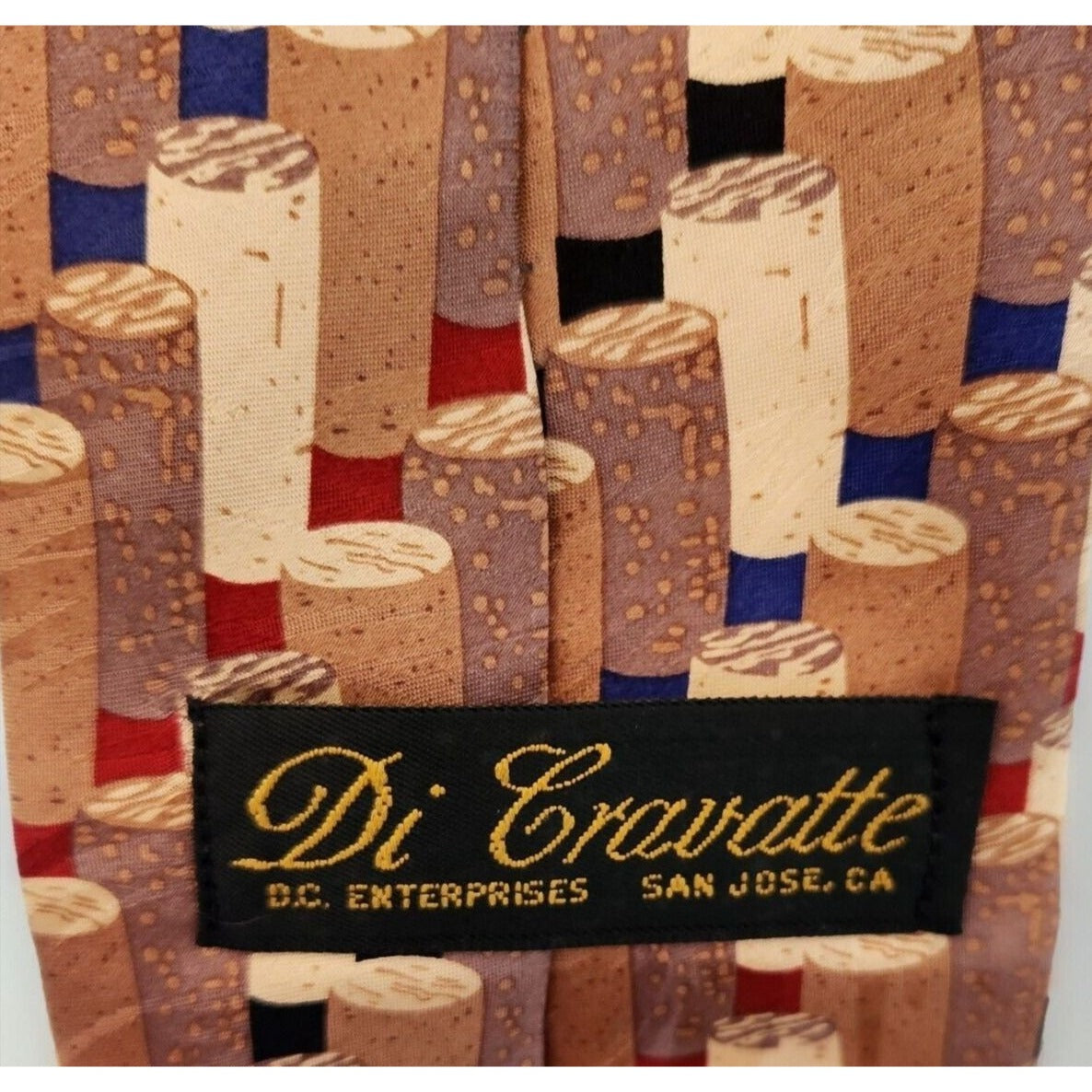 Tie Silk Brand Di Cravatte Stacked Wine Corks Tiles 56" x 4"  100% Silk