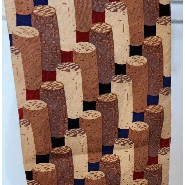 Tie Silk Brand Di Cravatte Stacked Wine Corks Tiles 56" x 4"  100% Silk